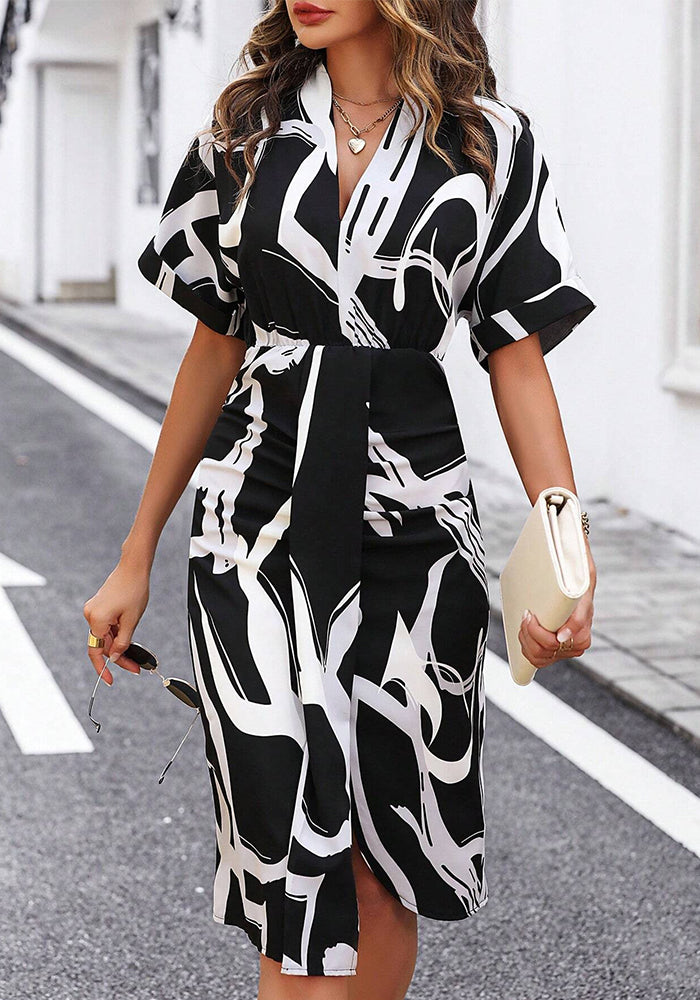 Women v-neck irregular dress