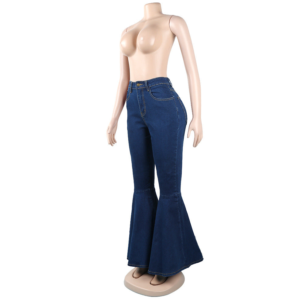 Women fashion stretchy Bell Bottom Denim Pants 6