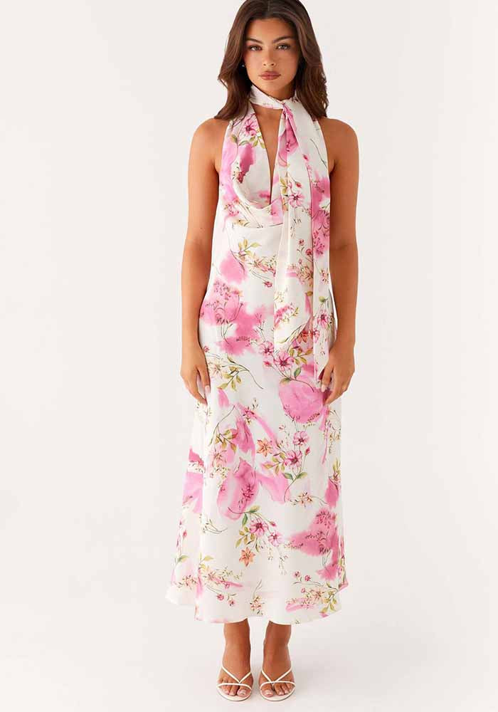 Women Sexy Printed Backless Sleeveless Dress