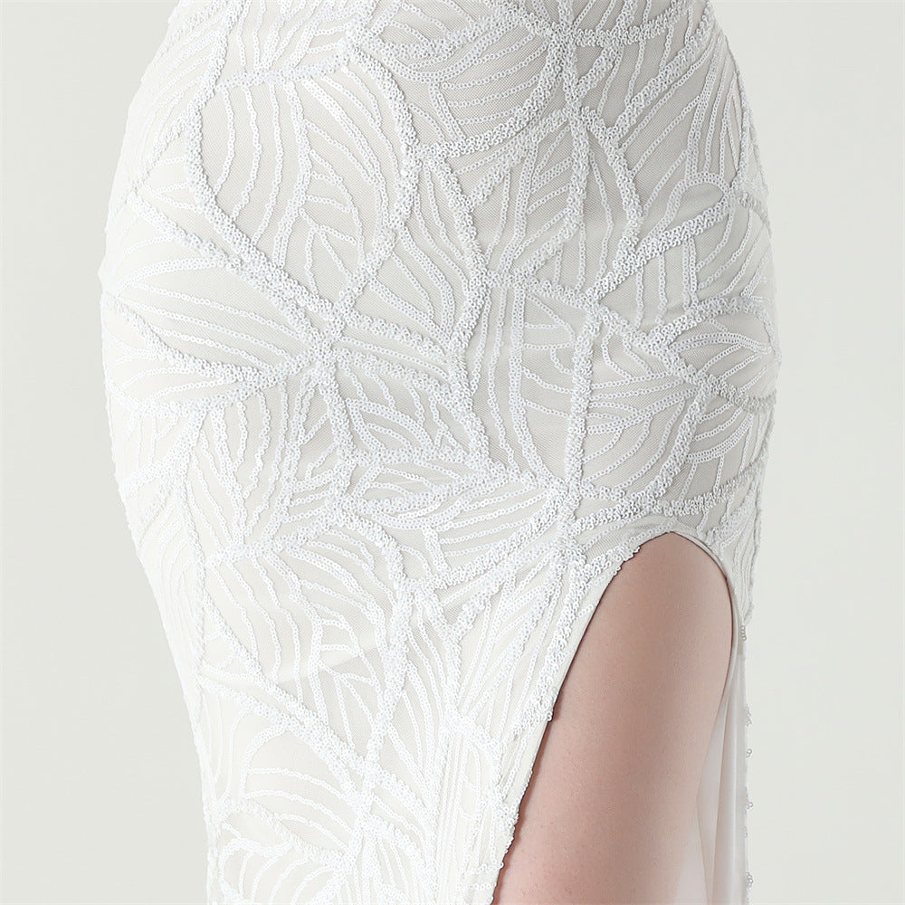 Women One Shoulder Beaded Geometric Sequin Formal Party Prom Wedding Evening Dress 67