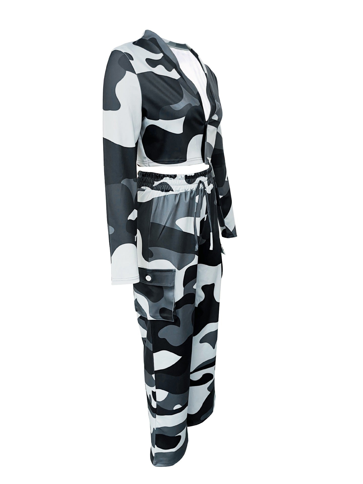 Women Camo Print Casual Sexy Crop Top and Pants Two-piece Set 31