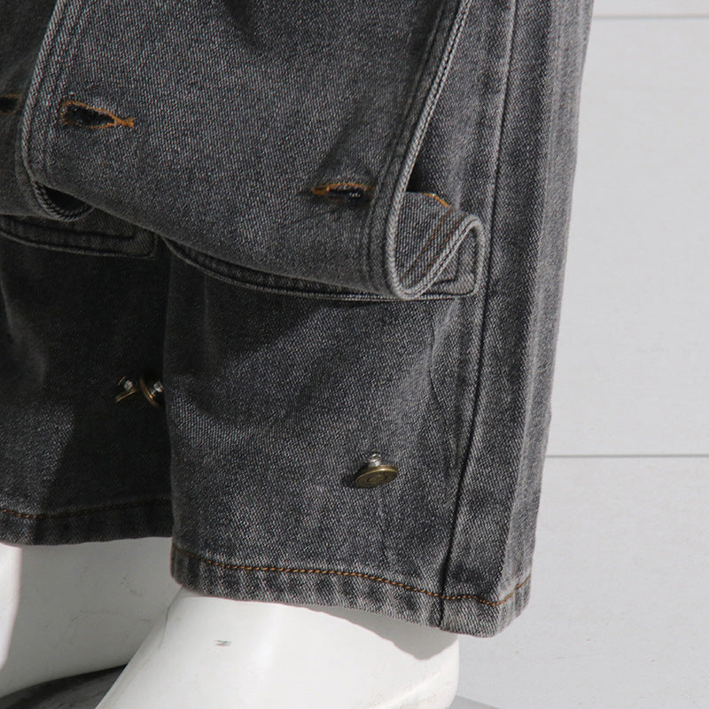 Autumn Street Trend Button Irregular Denim Pants High Waist Slim Fit Jeans 22