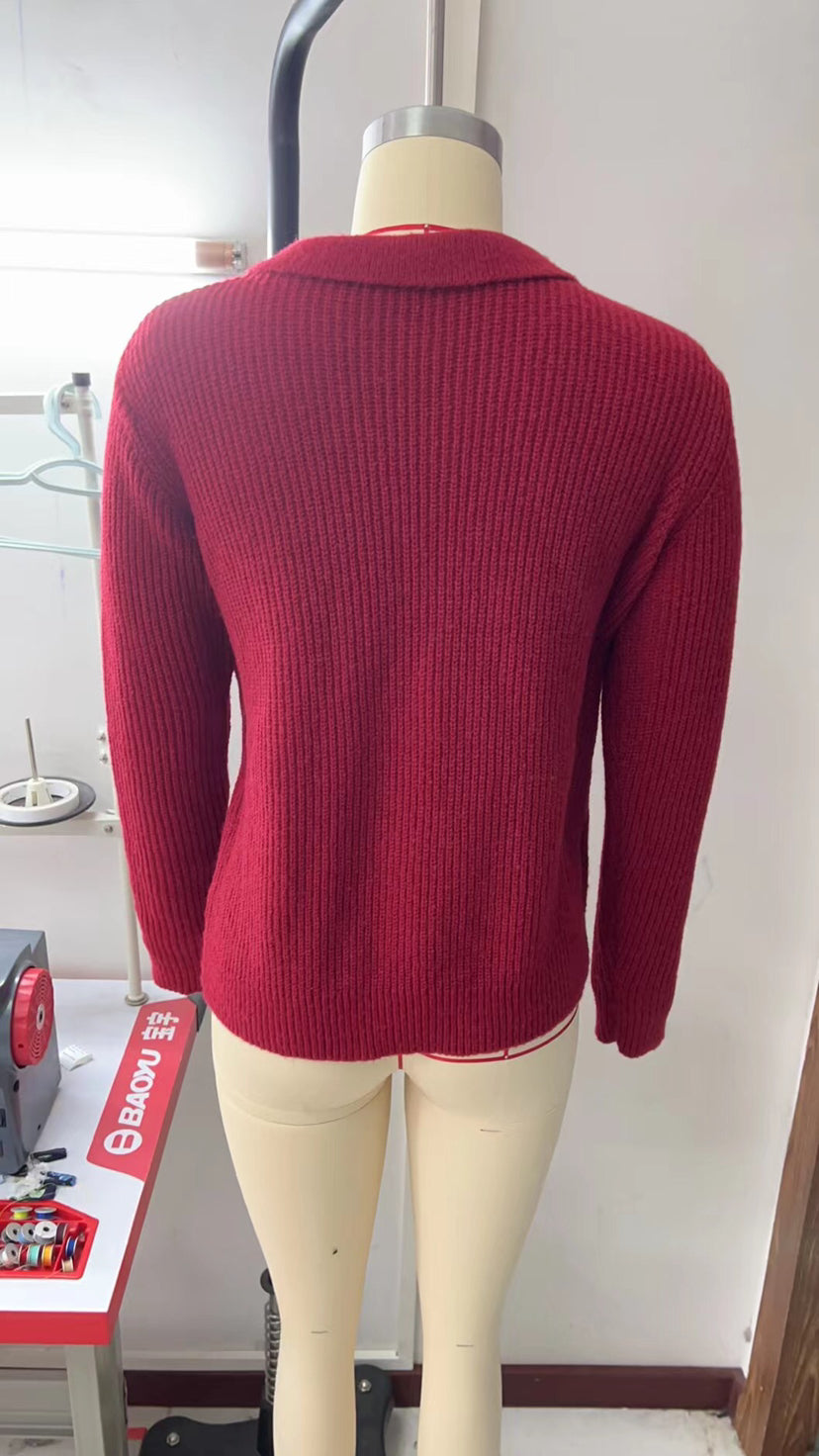 Women Turndown Collar Round Neck Sweater 21