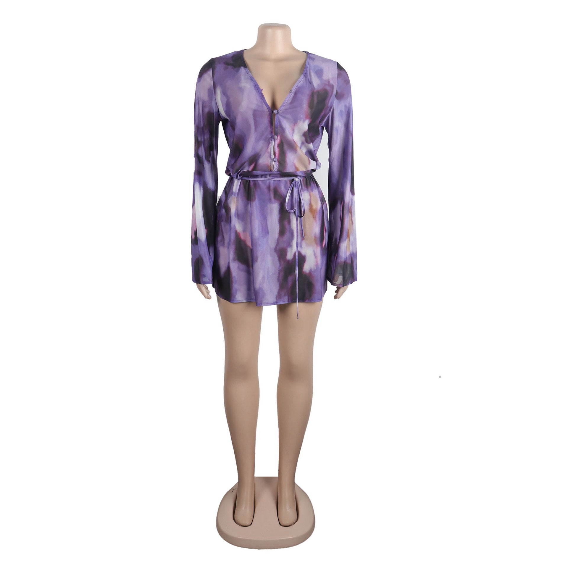 Sexy Printed Lace-Up Long-Sleeved Dress Nightclub Wear 20