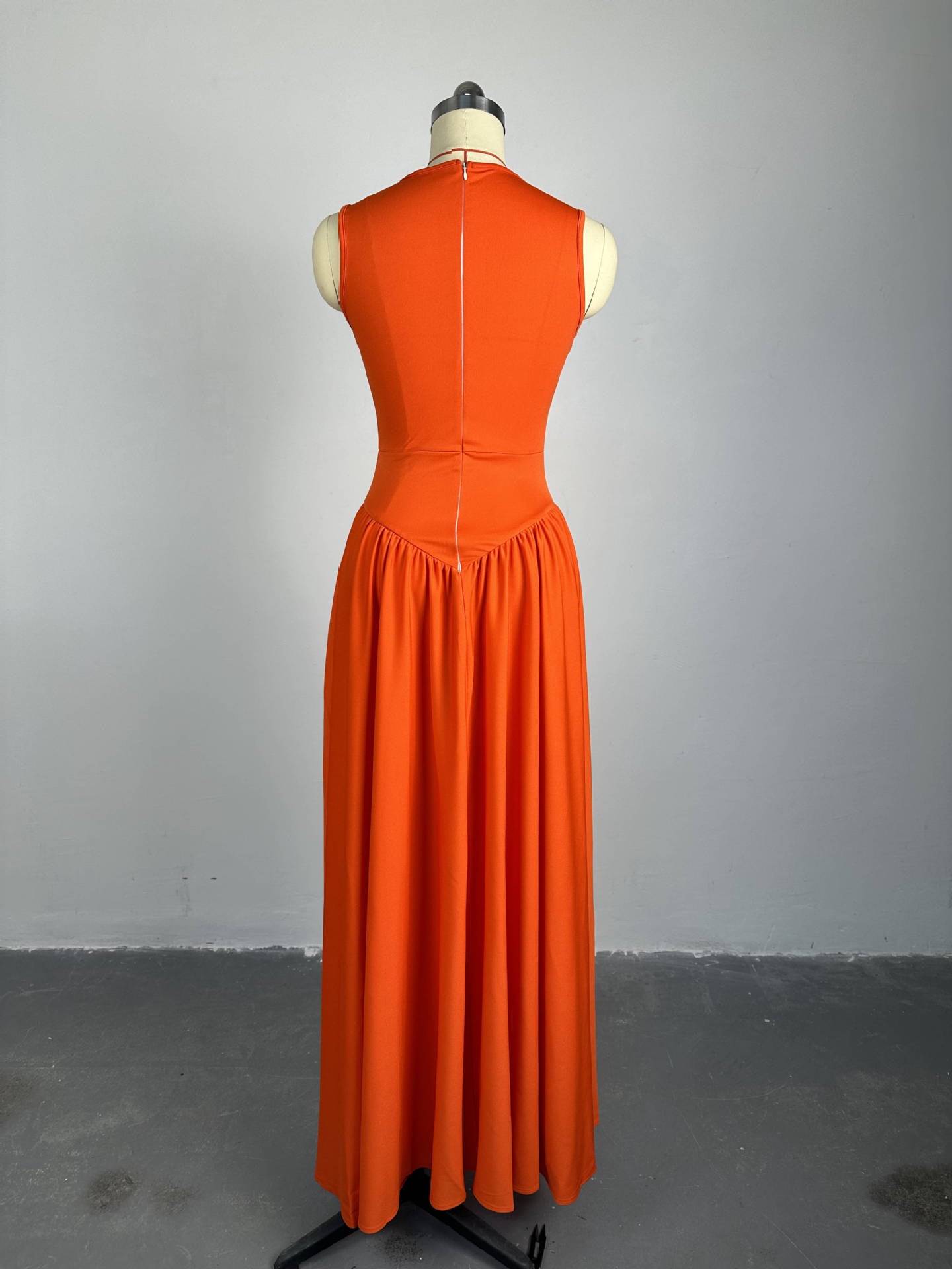 Women's Summer Round Neck Hollow Sleeveless Slim Long Dress 11