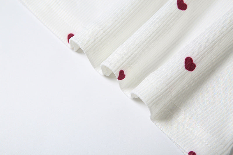 Women Summer Heart Print Vest Shorts Two Piece Set 22