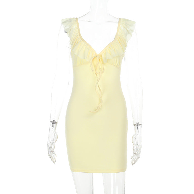 Women Sexy V-Neck Summer Ruffle Bodycon Dress 7