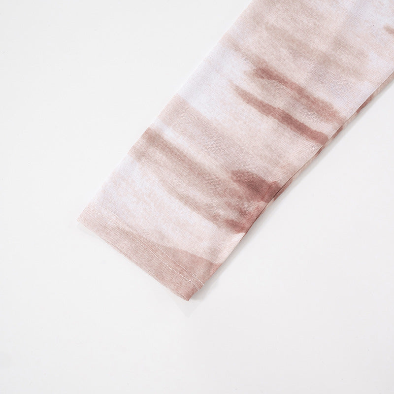 Women Spring and Summer Mesh Print See-Through Tight Pants 25