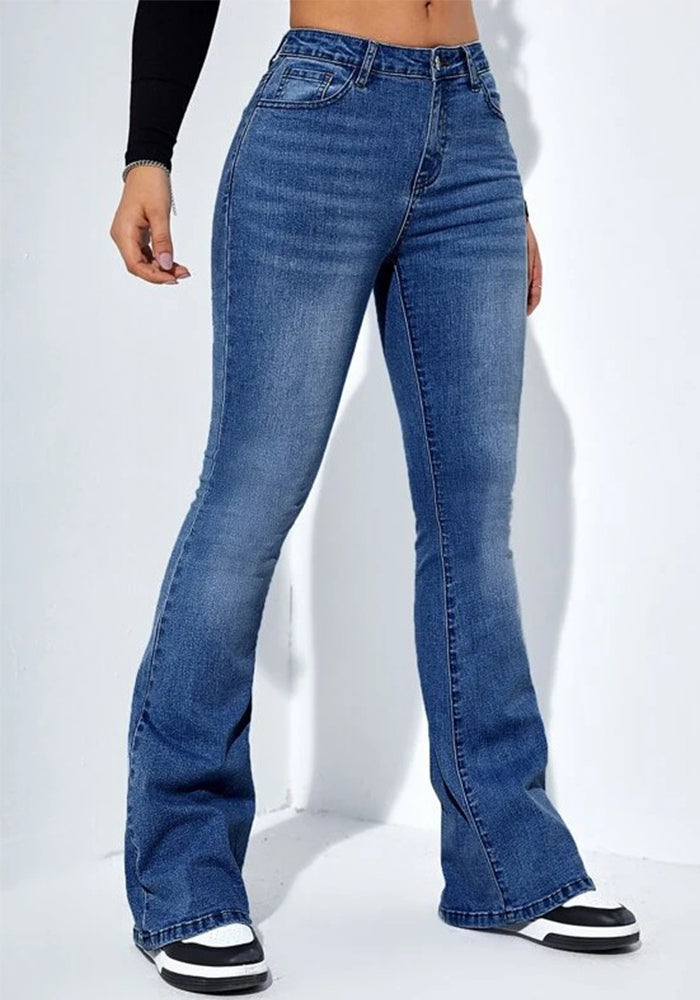 Women Elastic Bell Bottom Denim Pants