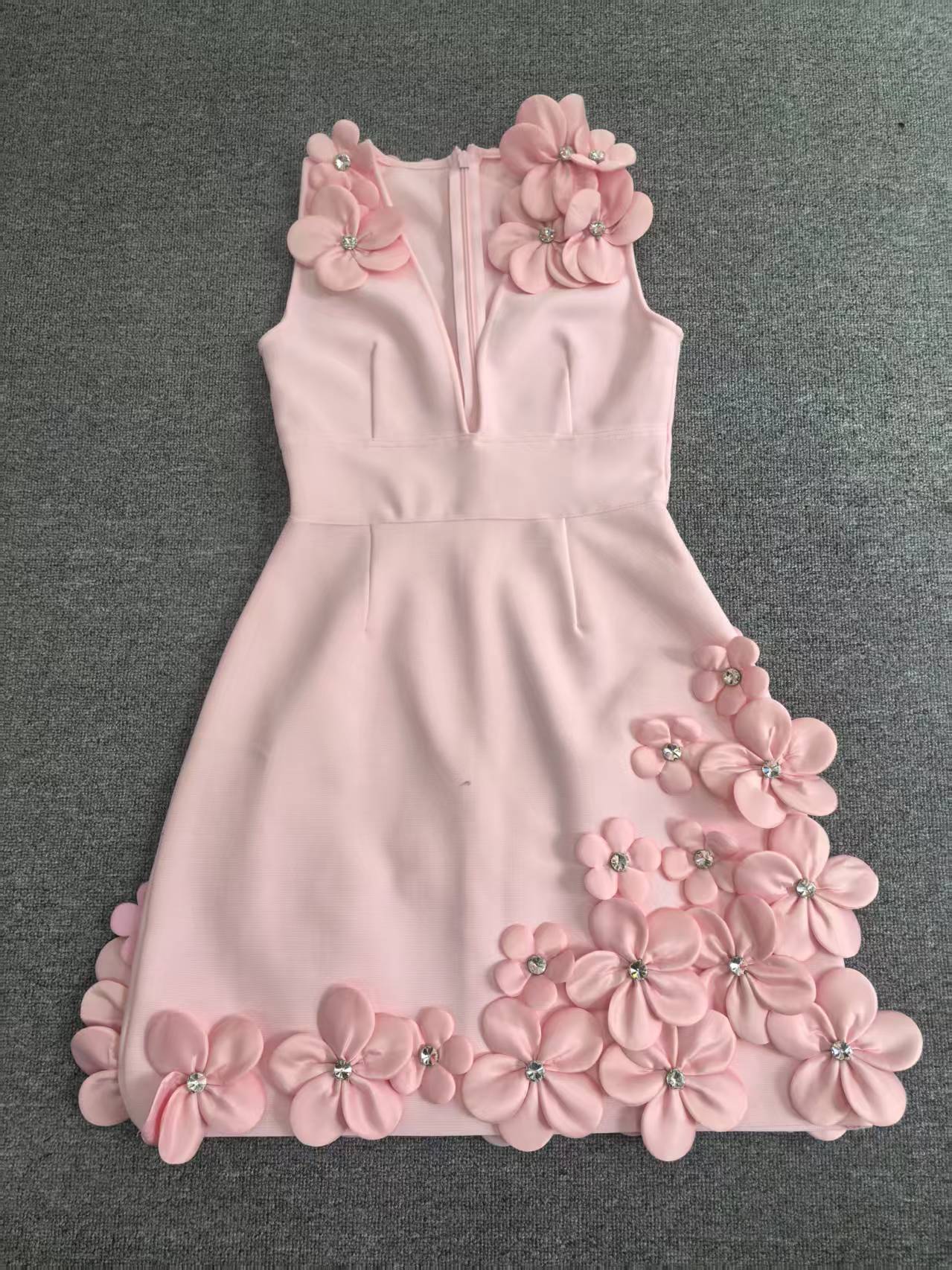 Women Beaded Sleeveless V Neck Bandage Dress 4