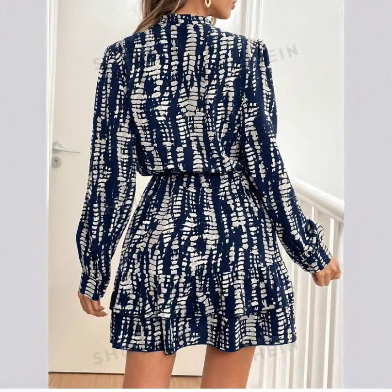 Women Summer Long Sleeve V-Neck Ruffle Dress 6