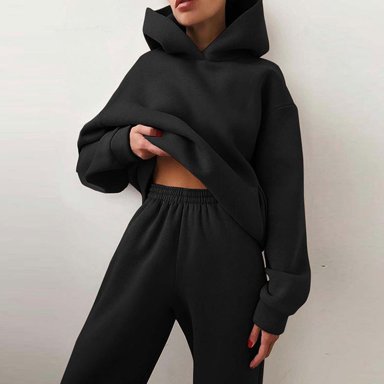 Fall/Winter Women Casual Solid Hoodies + Pant Two Piece 8