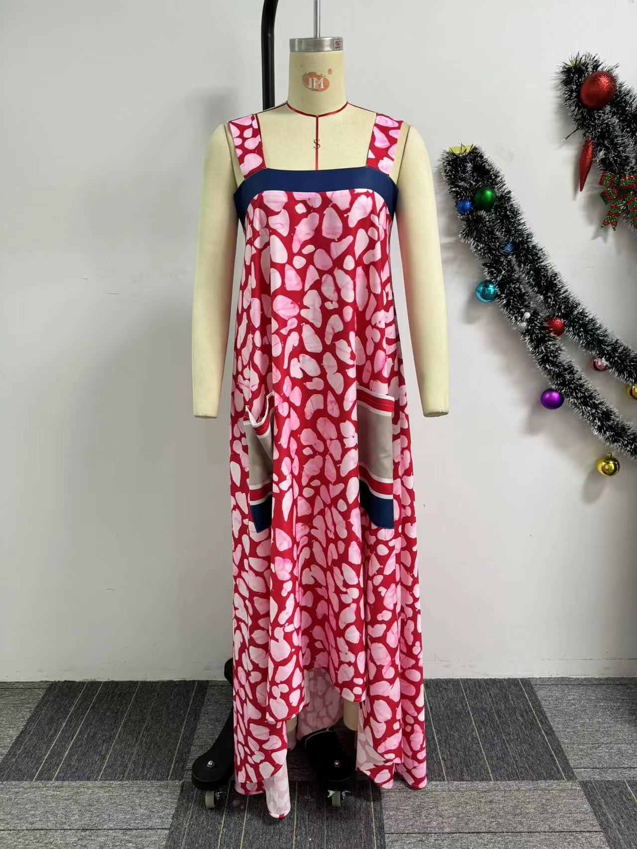 Strap Multi-Color Print Loose Maxi Dress 9
