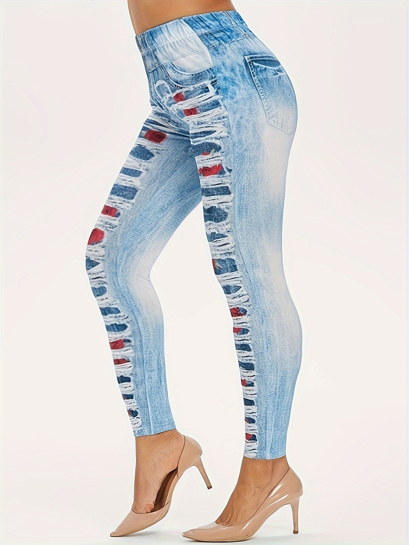 Women Casual Stretch Printed Sports Basic Yoga Pants 5