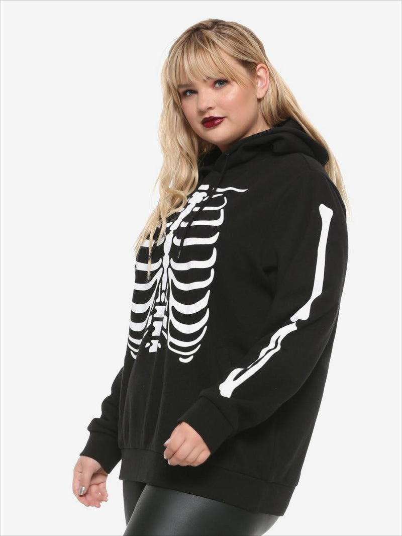 Plus Size Women Halloween Print Hoodies
