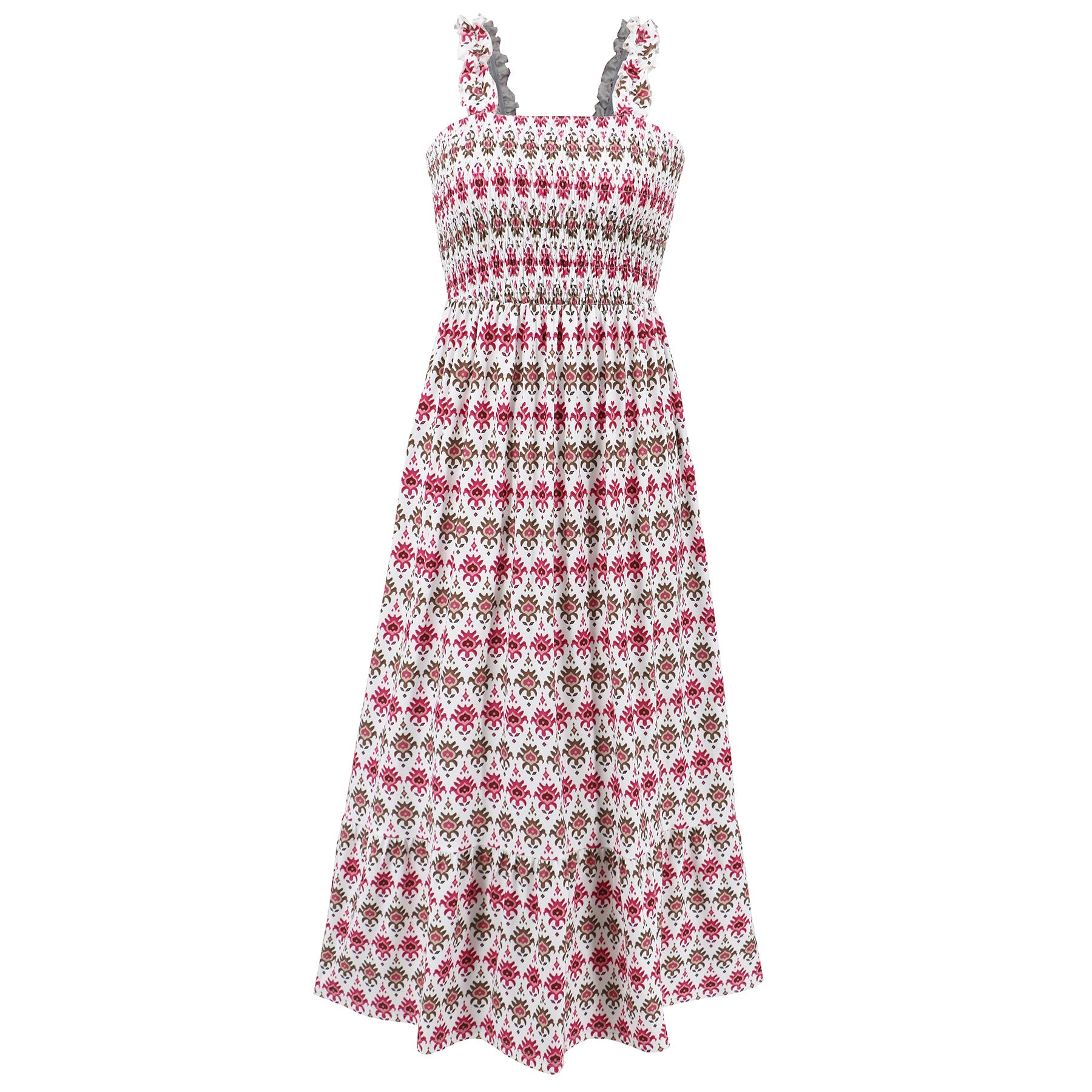 Summer Women's Printed Elastic Holidays Style Floral Strap Long Dress 17