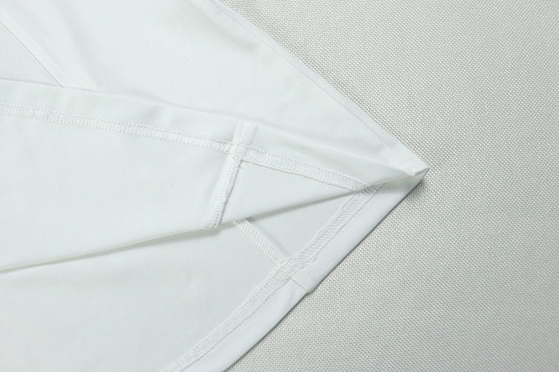 Elegant women's solid color pleated A-line V-neck short-sleeved low back long dress formal party dress 21