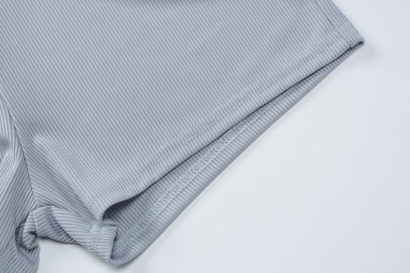 Autumn And Winter Women's Knitting Ribbed High Stretch Sports And Fitness Two-Piece Shorts Set For Women 18