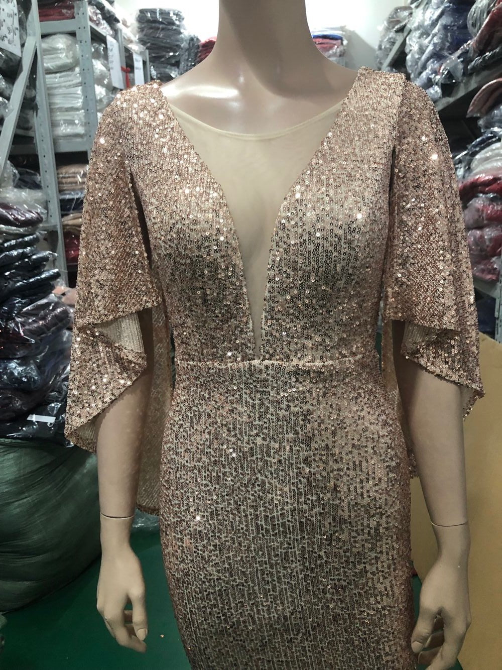 Autumn Formal Sequins Pink O-Neck Mermaid Evening Dress 11