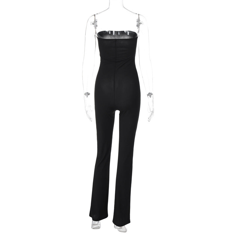 Women Spring Summer Chic Solid Strapless Jumpsuit 8