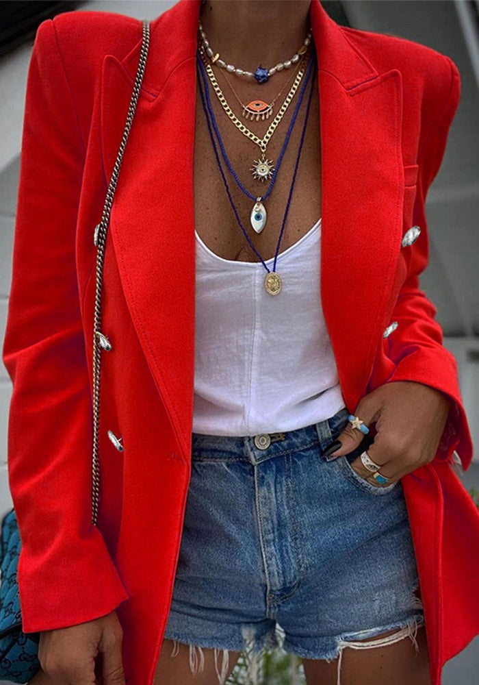 Autumn Chic Casual Solid Color Long Sleeve Blazer Women's Jacket