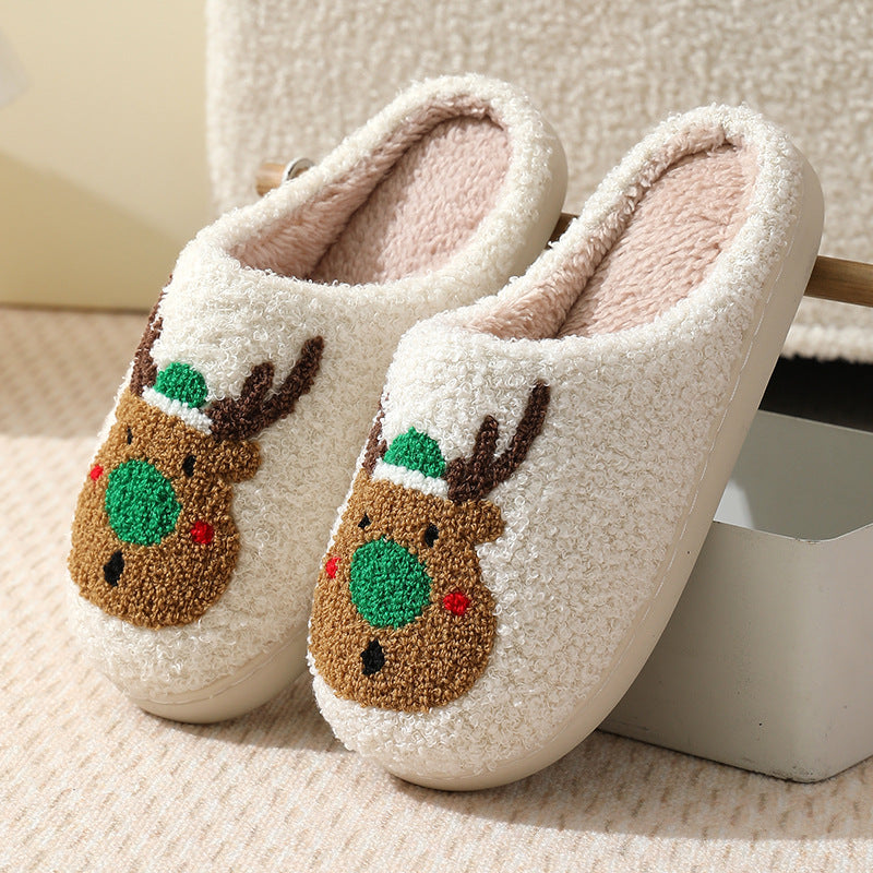 Winter Christmas Deer Slippers For Women At Home Couples Indoor Elk Warm Slippers For Women Winter 3