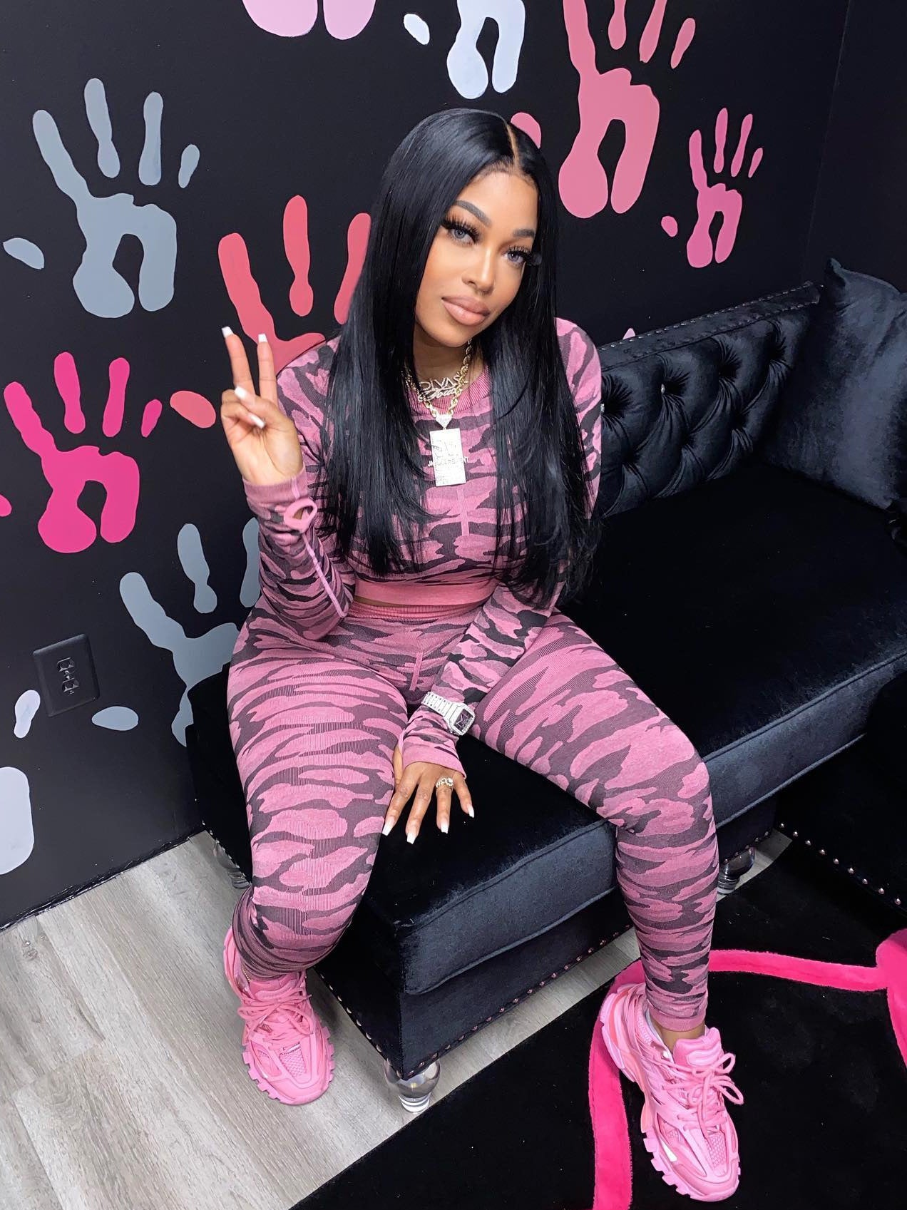 Women printed long-sleeved Top and Pant two-piece set 7