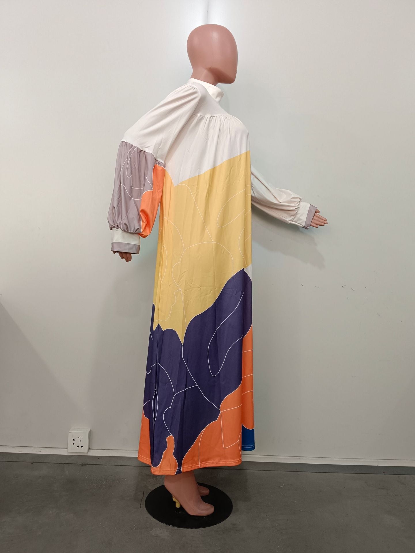 Autumn Women's Printed Long Sleeve Casual Loose Maxi Dress 5