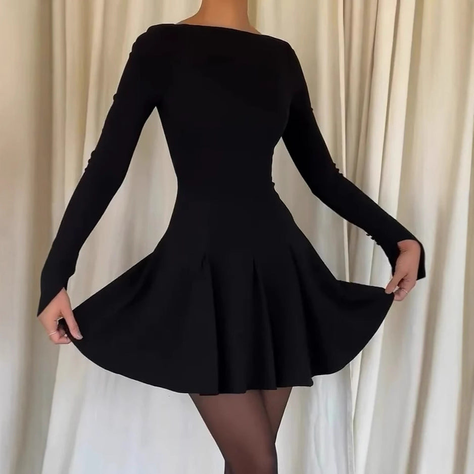Summer Solid Color Slim Fit Long Sleeve WomenŸ??s Elegant Dress 4