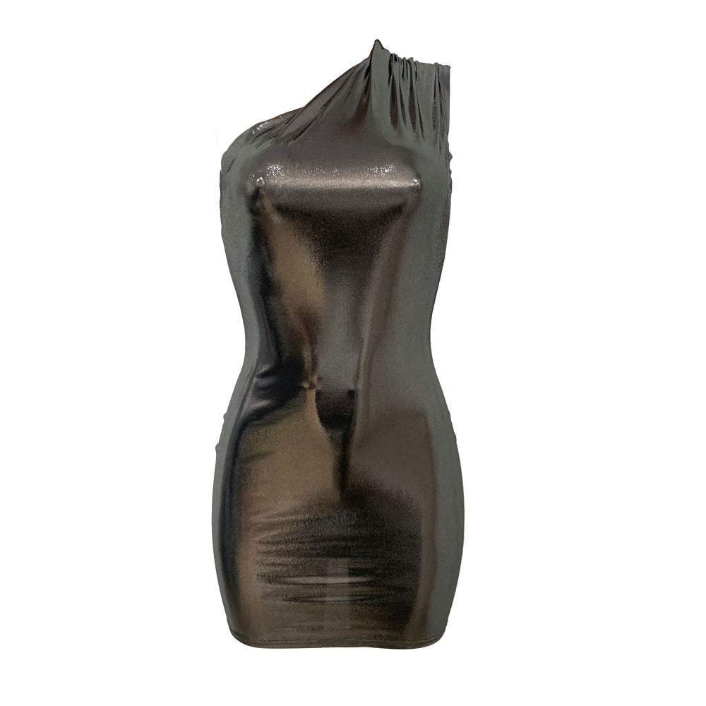 Summer Women's Fit Goldfinger Texture Sexy Slash Shoulder Pencil Skirt 6