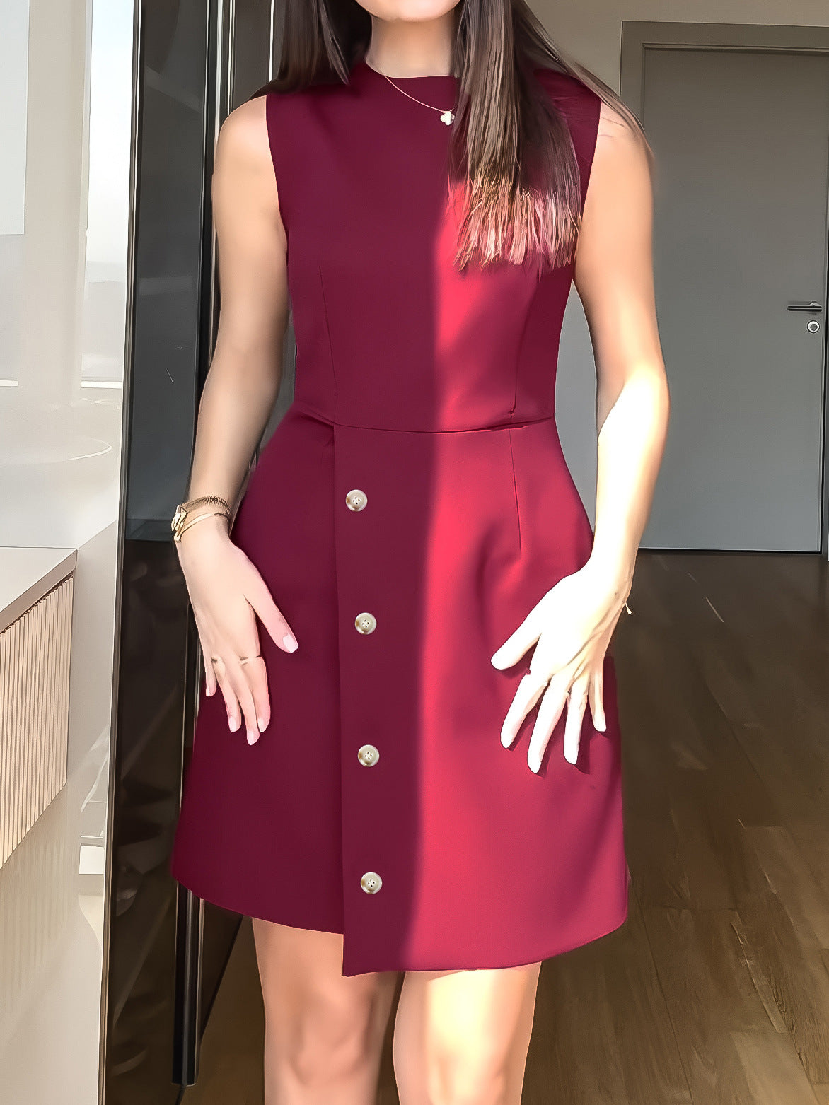 Women's Solid Color Casual Slim A-Line Short Dress