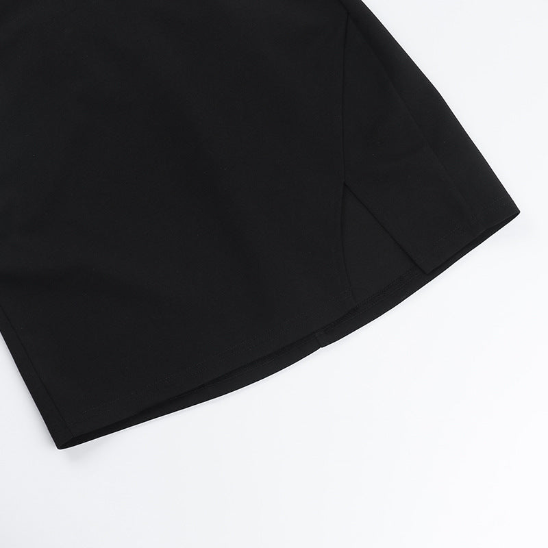 Spring Strappy V-Neck Low Back Slit Short Dress 15