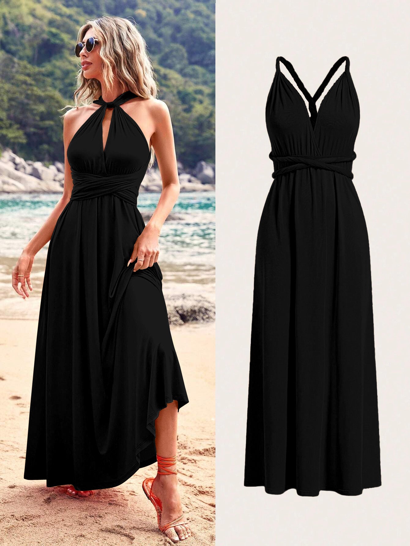 Women cross Lace-Up Backless sexy dress 3