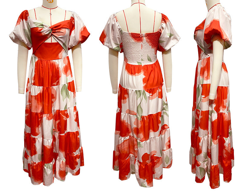 Women Printed Puff Sleeve Dress 8