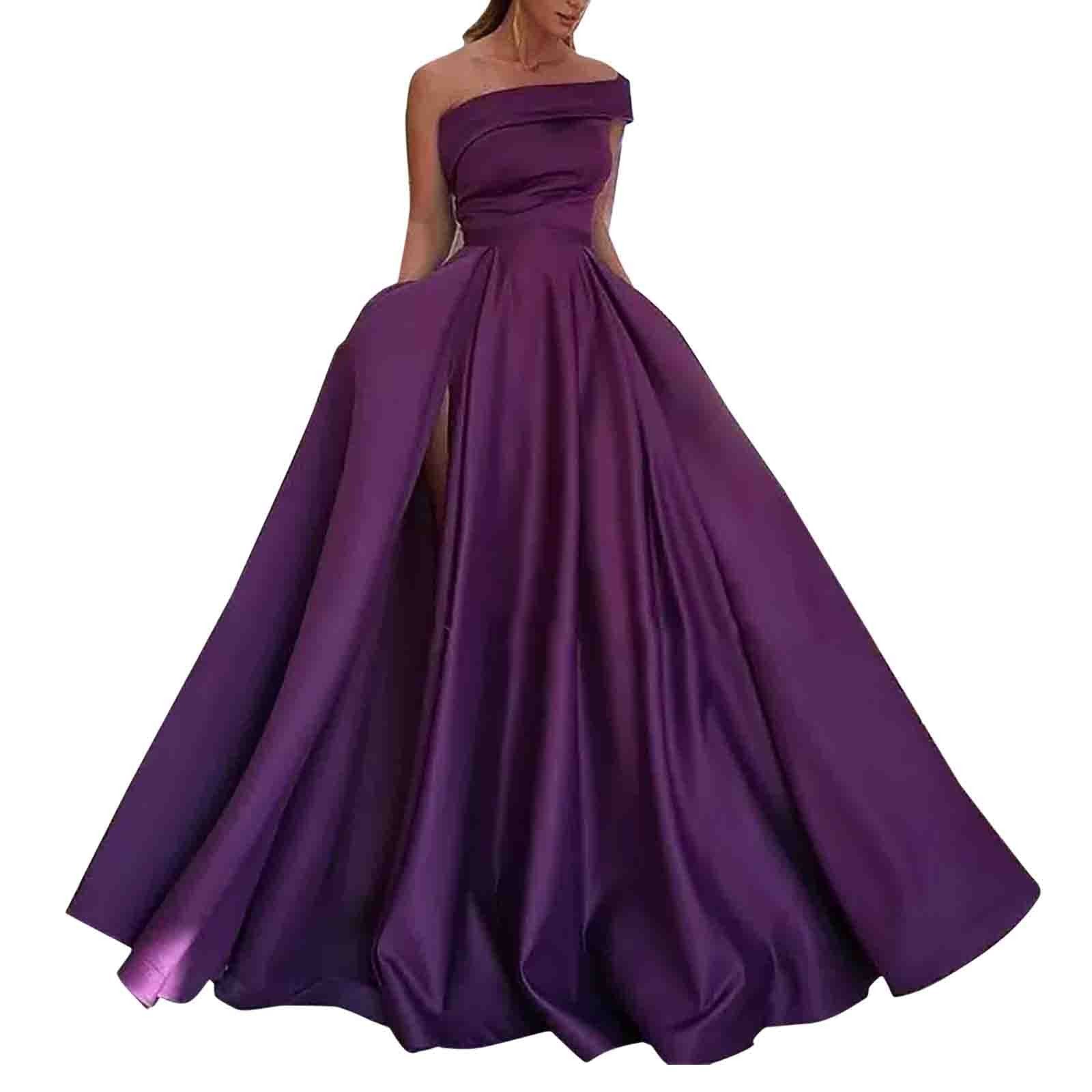 Women one-shoulder elegant ball high slit evening dress（Processing time need 3-6 days） 4