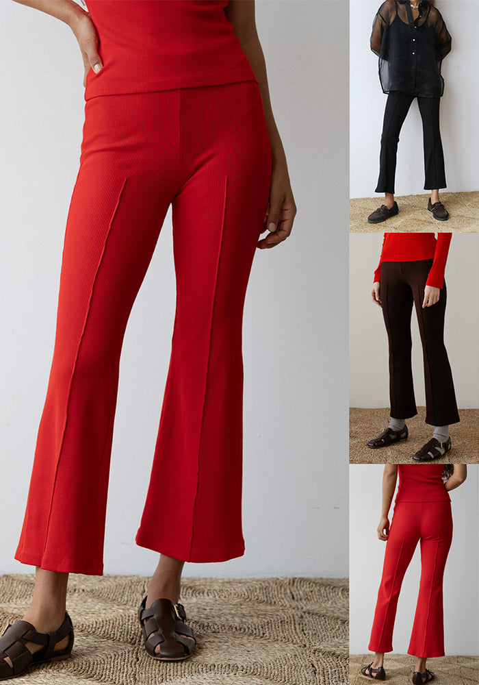 Women Casual Ribbed Bell Bottom Pant