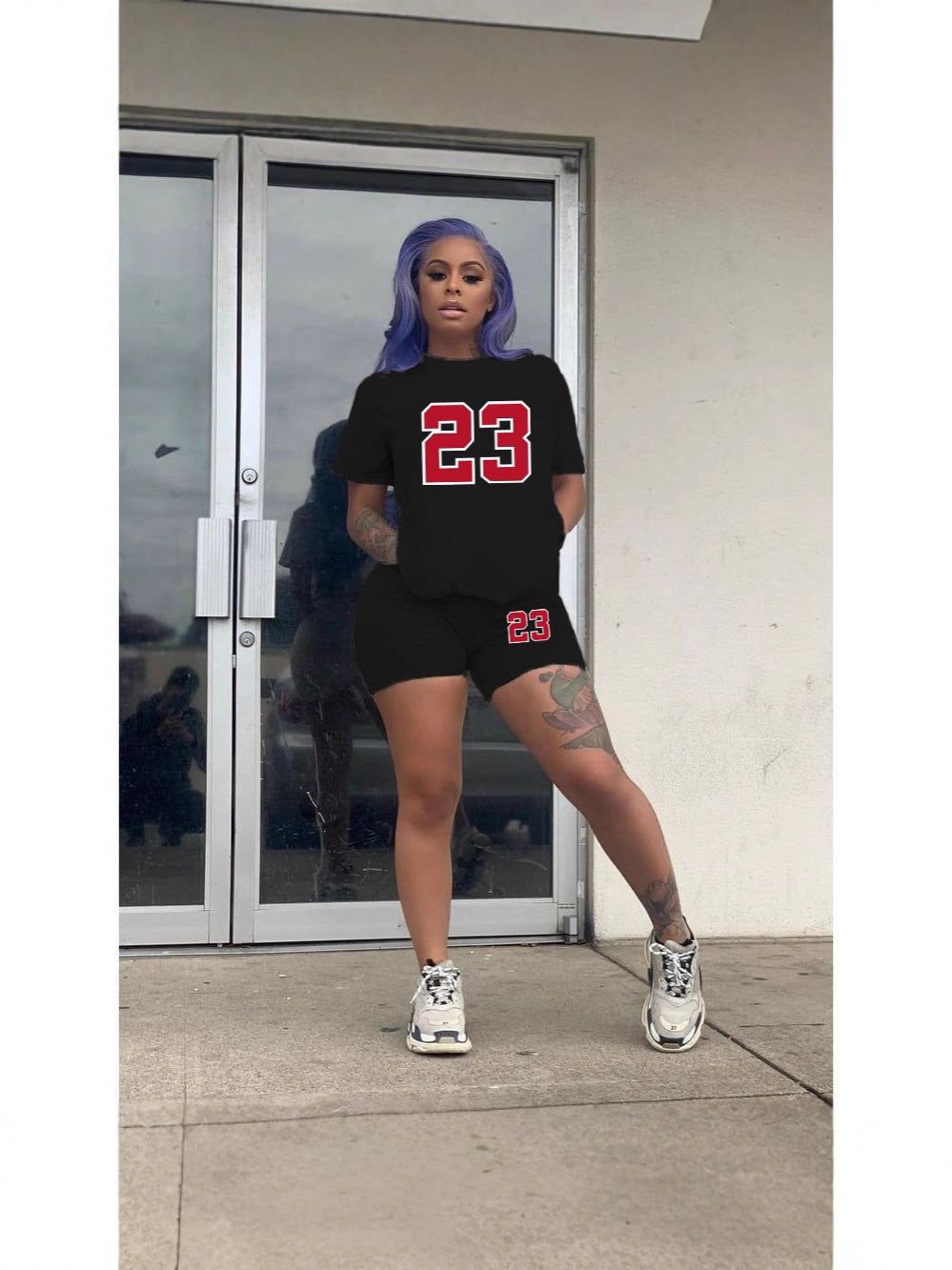 Women Letter Print Sexy Top and Shorts Two-Piece Set 3