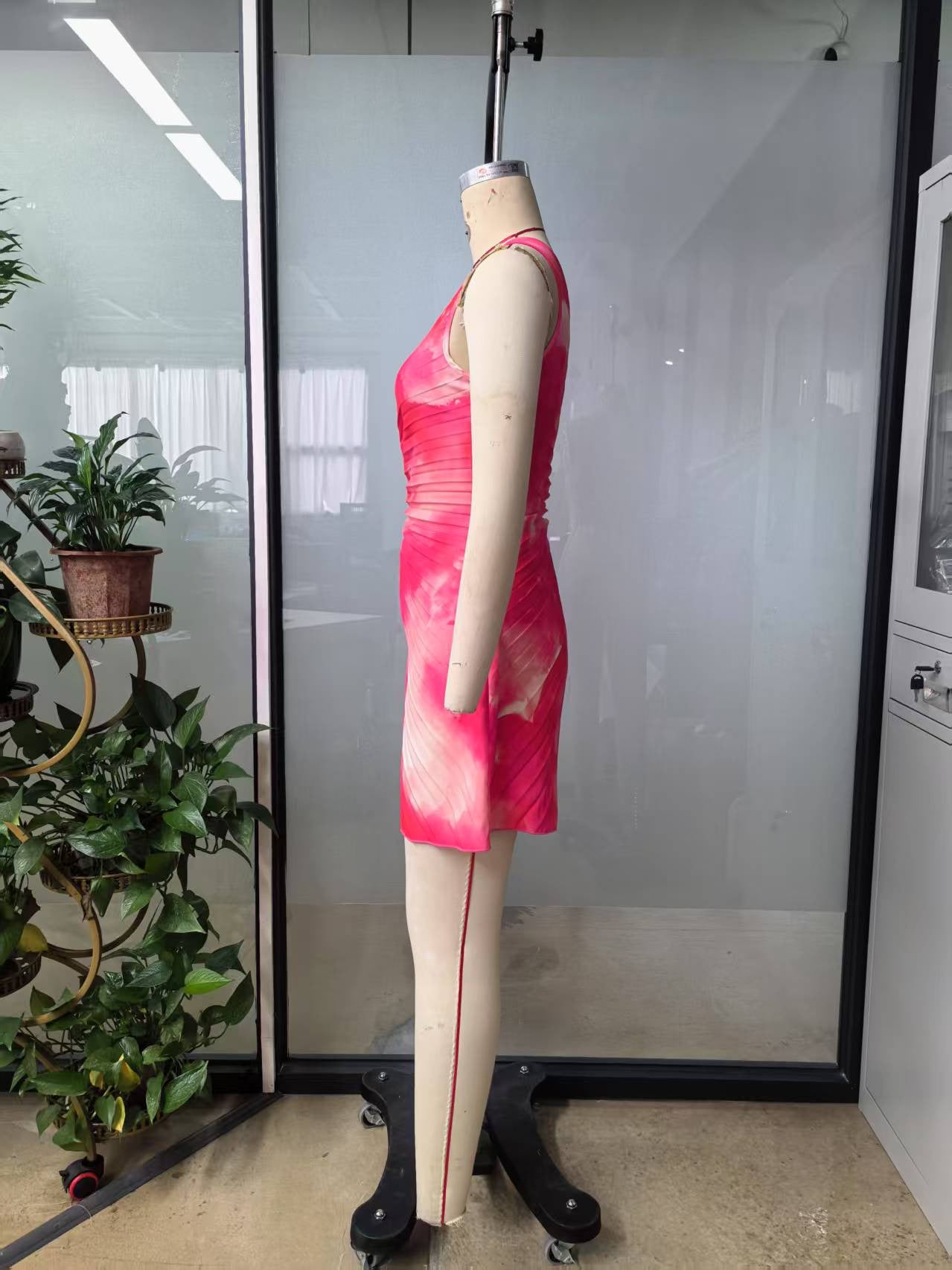 Women strapless casual sleeveless color matching dress 7