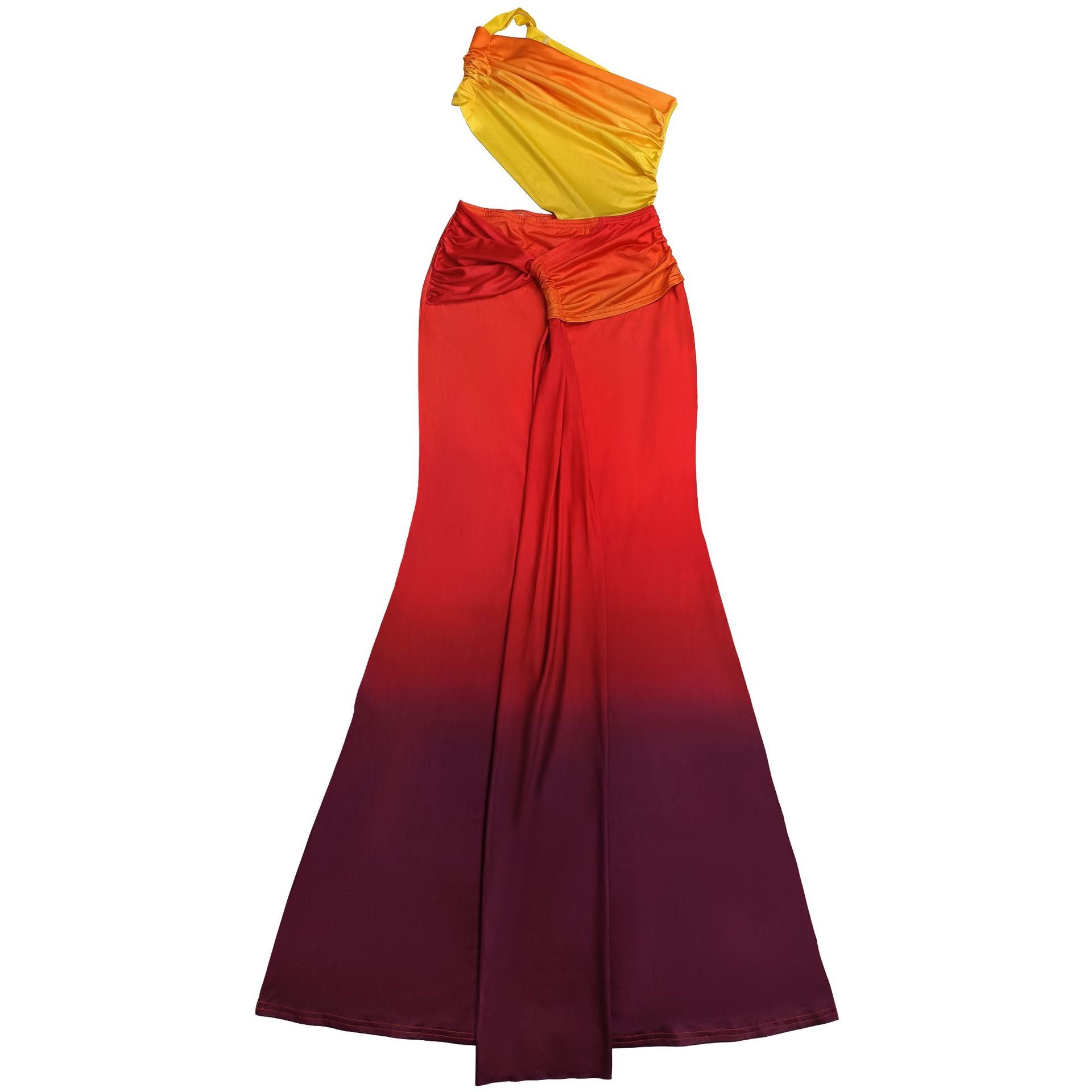 Fashion Women's Summer Sexy Slash Shoulder Bodycon Gradient Dress 20