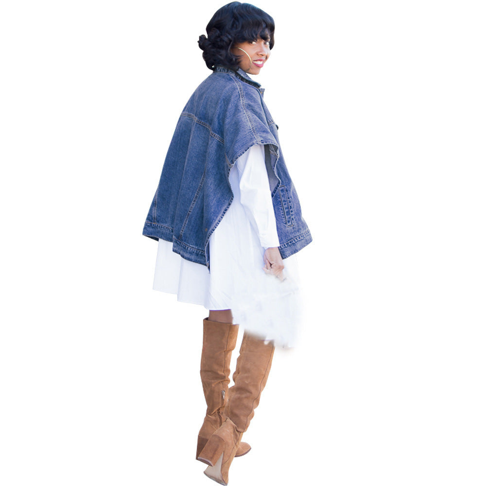 Women Fashion Shawl Denim Jacket 4