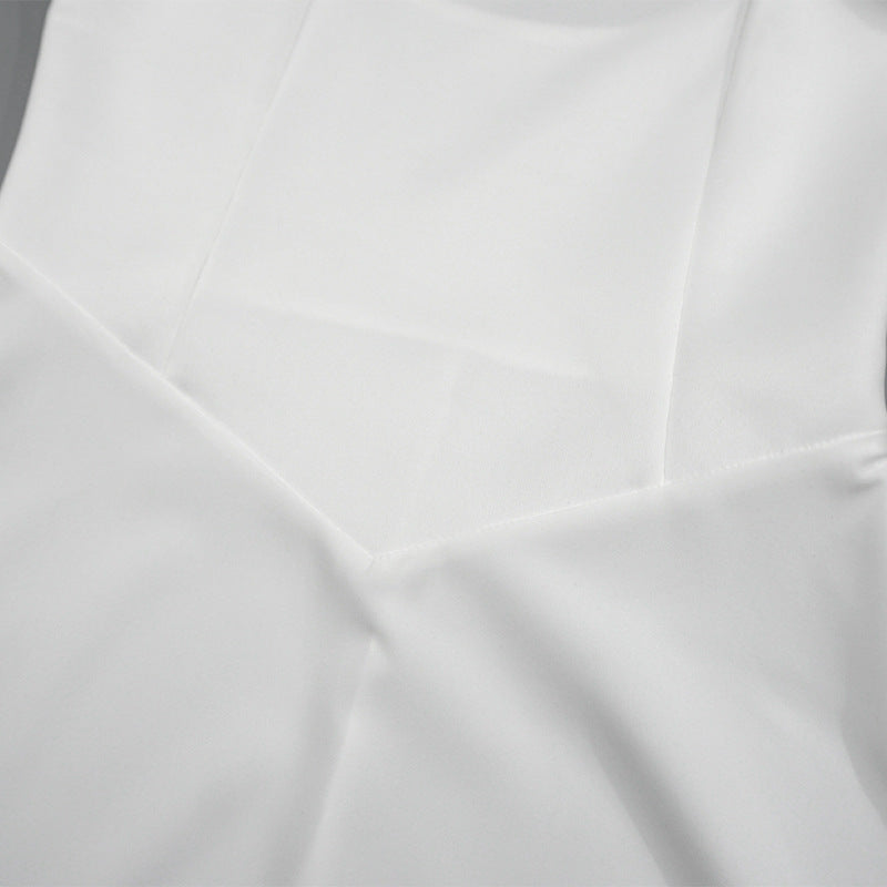 Spring Summer Square Neck Sleeveless Slim Waist Strap Dress 21