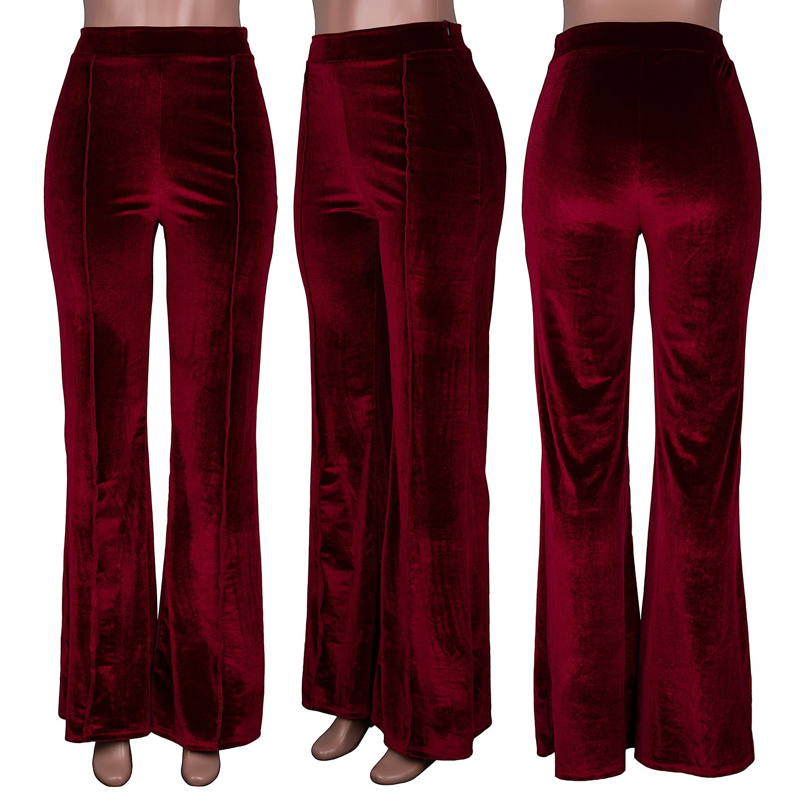 Women's Fall/Winter Bell Bottom Mid Waist Casual Pants 10