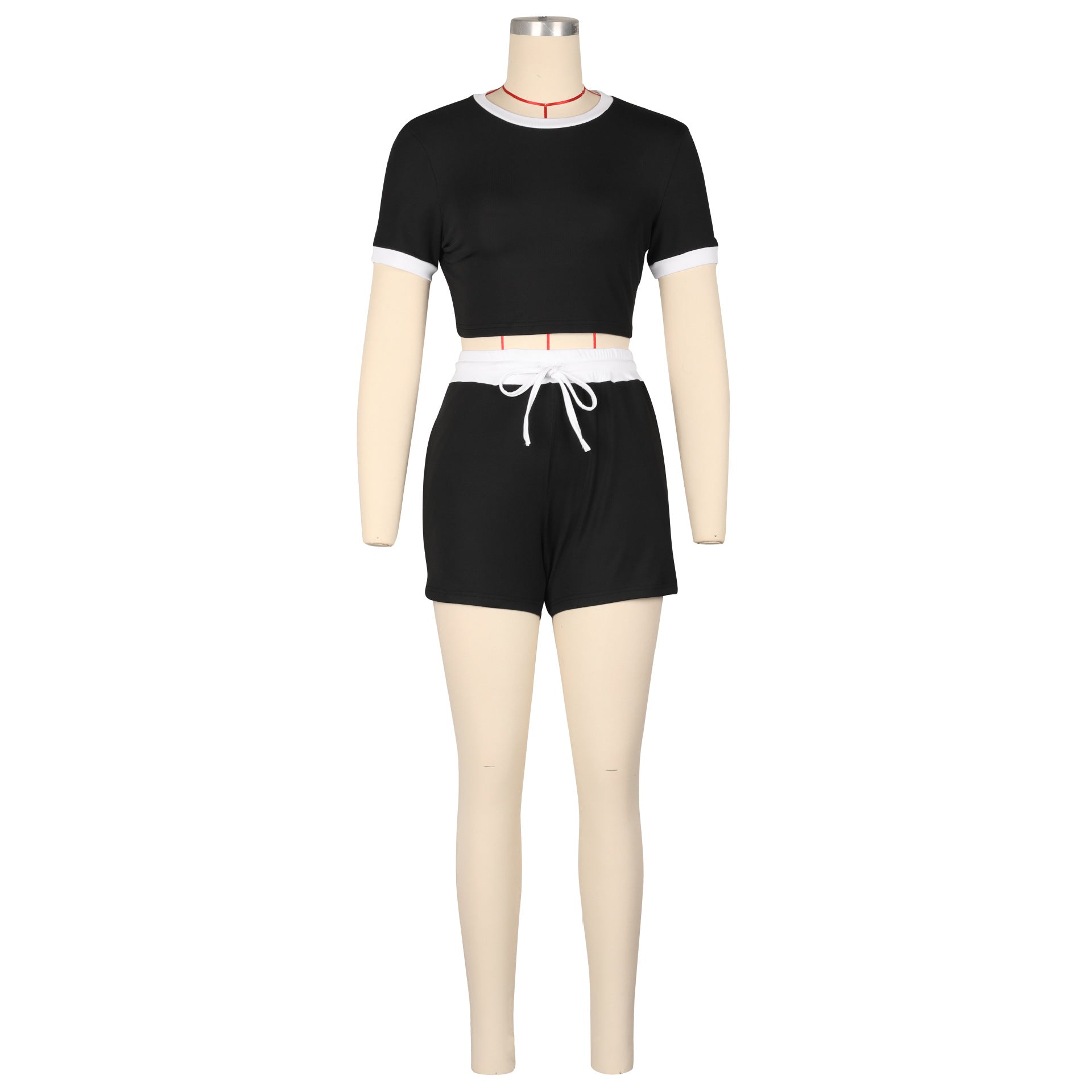 Women summer sports knitting Top and shorts two-piece set 11