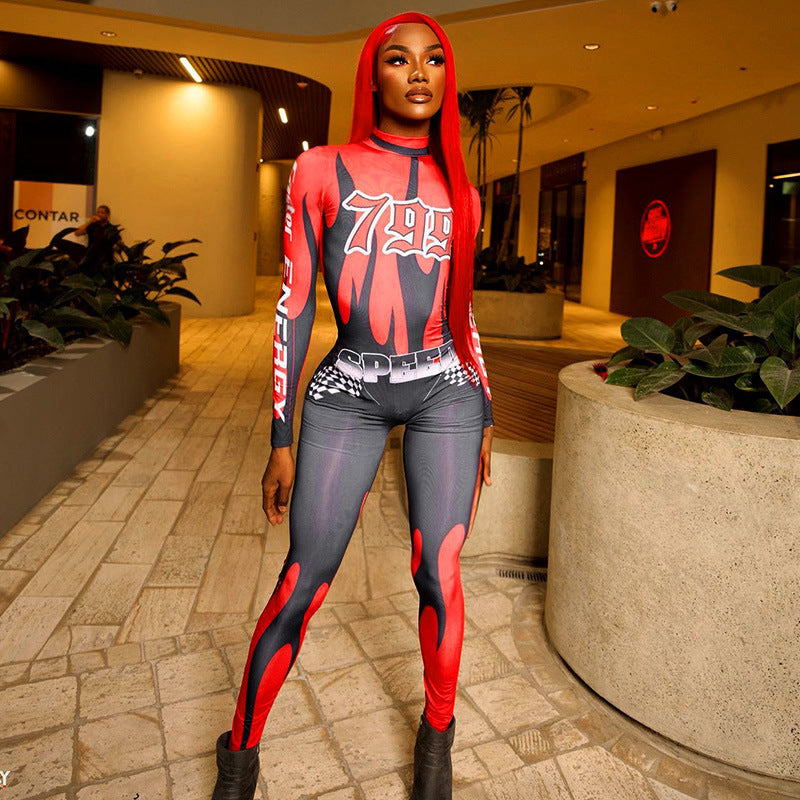 Street style letter print jumpsuit 3