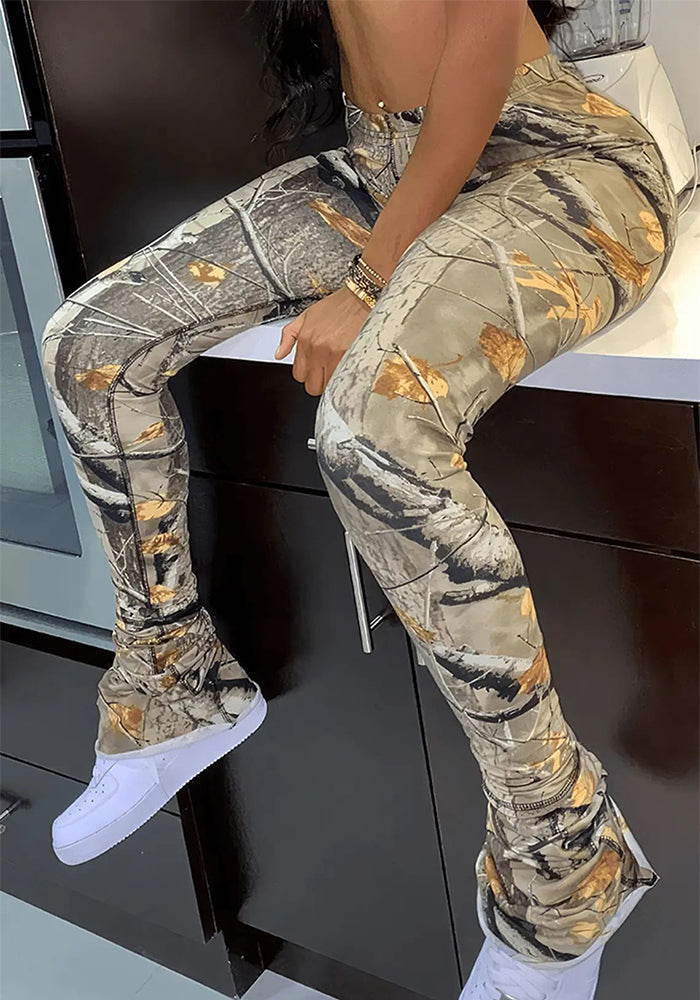 Women's Leaf Printed Casual Pants