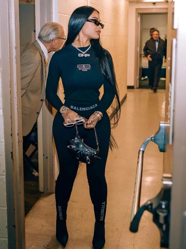 Women Letter Print Long Sleeve Top and Pants Two-Piece Set 4