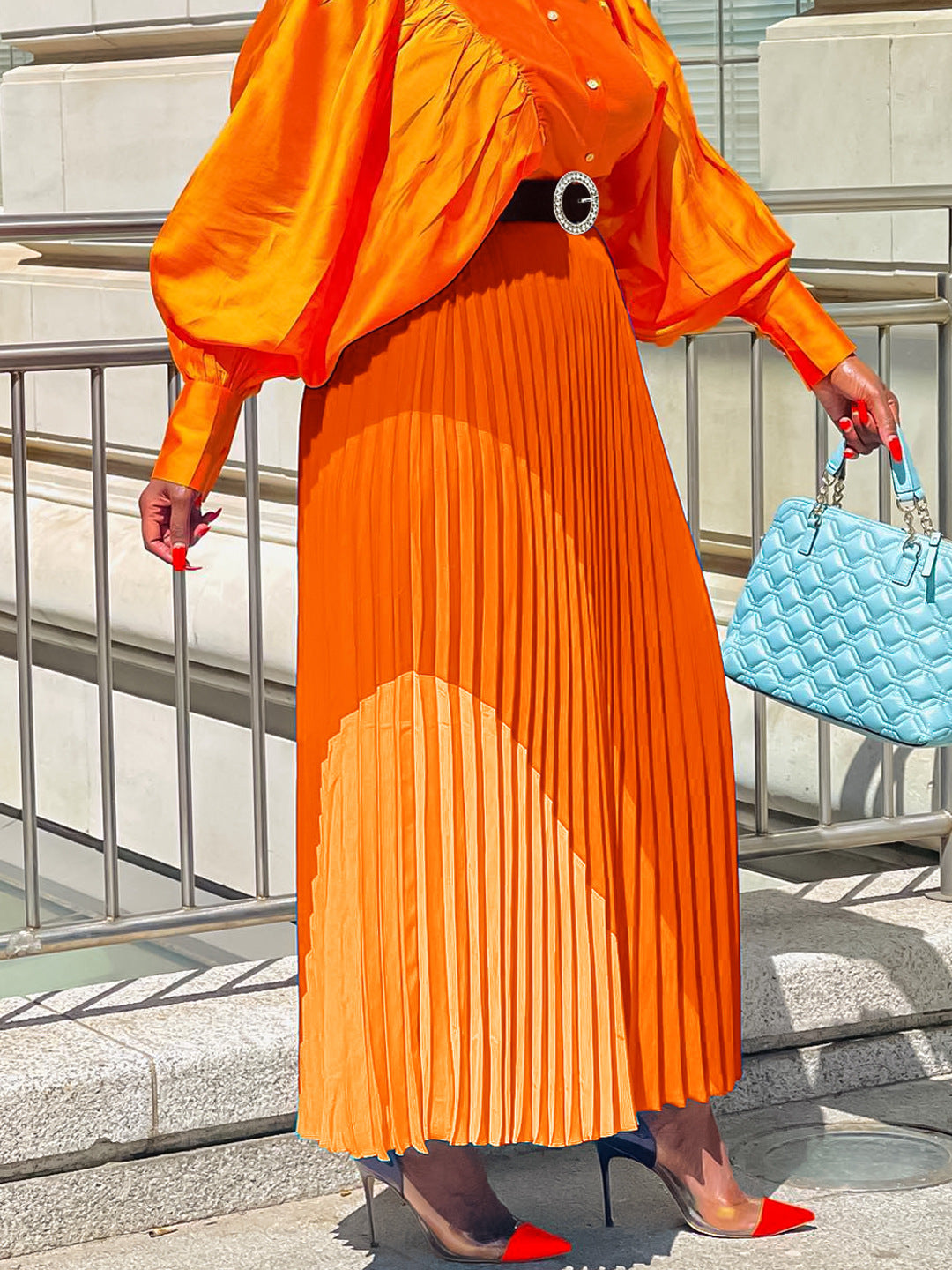 Plus Size Women's Autumn Fashion Elastic Pleated Skirt Plus Size A-Line Skirt