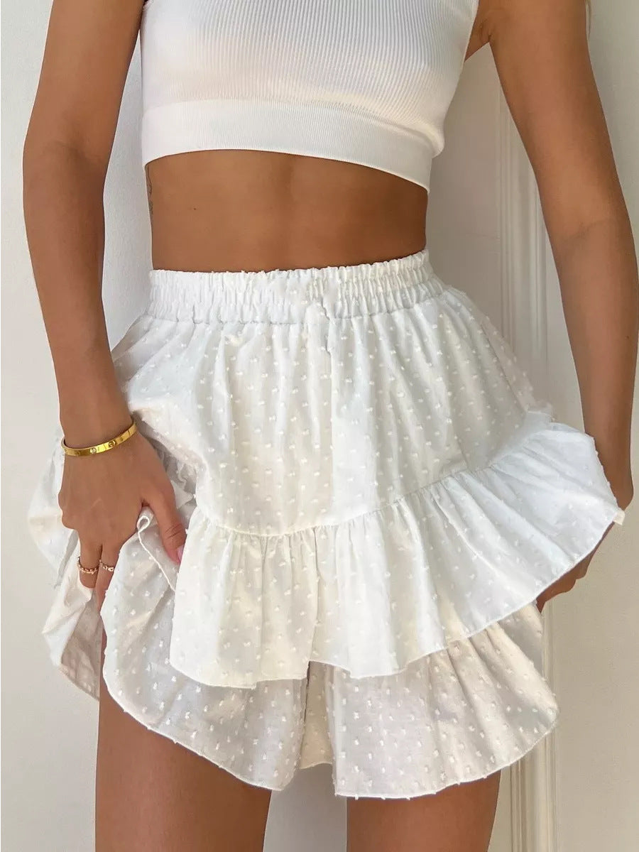 Spring Summer Women's Clothing Solid Color High Waist Sexy Cascading Ruffles Shorts 3