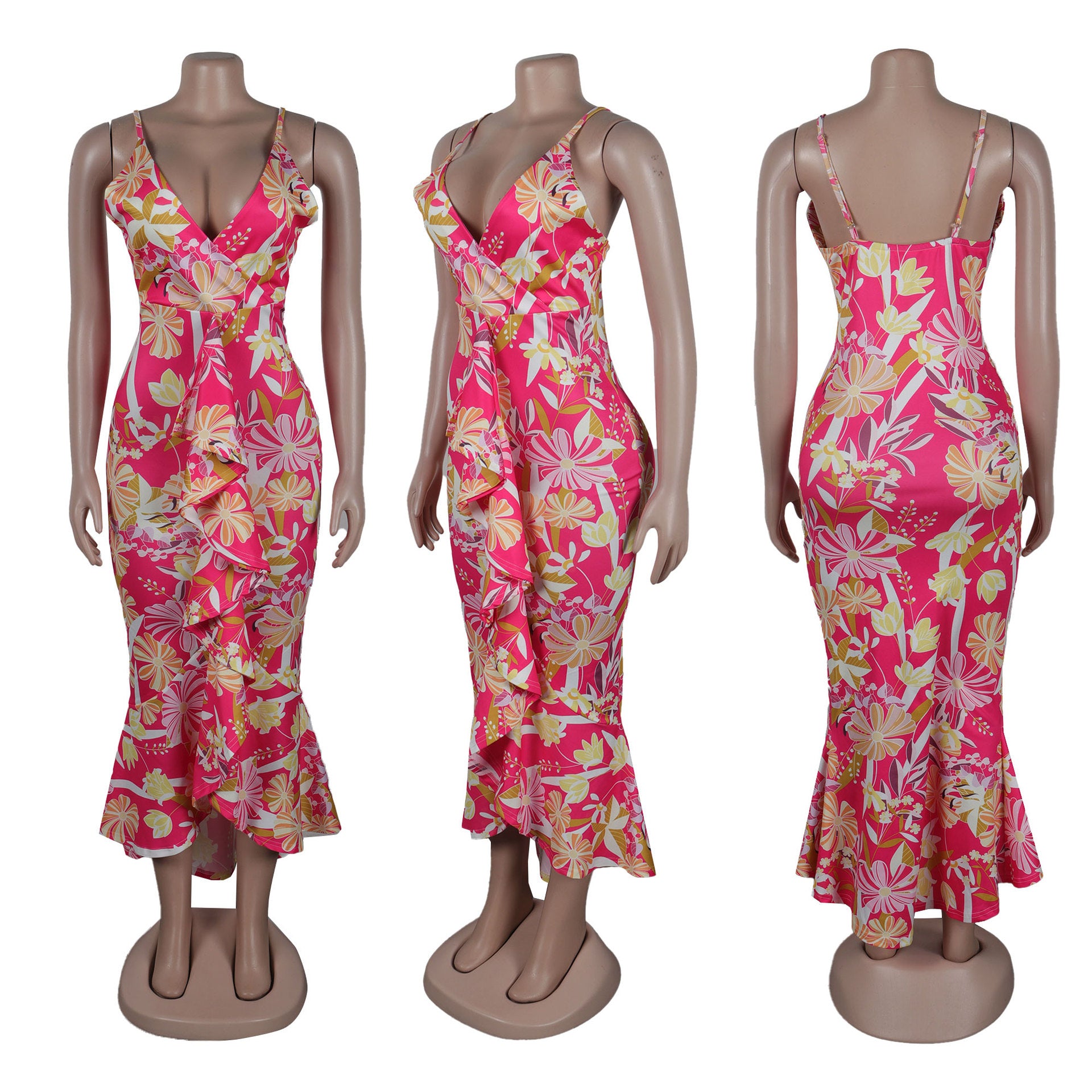 Printed Strap Slim Nightclub Dress 6