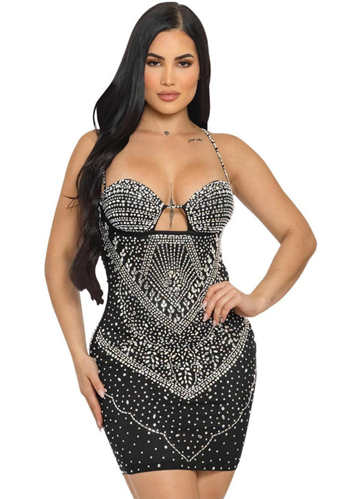 Women Sexy Mesh Bodycon Backless Formal Party Strap Dress